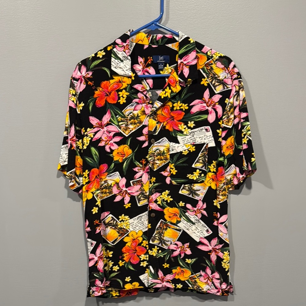 George size Small Men’s Tropical Button Down Shirt